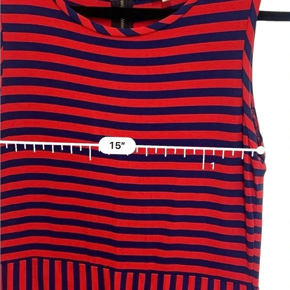 Cremieux striped stretch red & blue dress with back zipper closure size medium - Picture 5 of 6